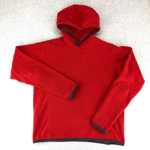 Vintage Y2K Nike Therma Fit Hoodie Pullover Red Women's Medium Back Pocket - Picture 2 of 12